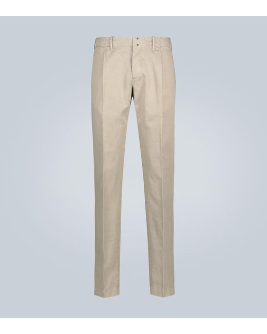 Incotex Slim-fit Cotton And Linen Chinos in Blue for Men | Lyst