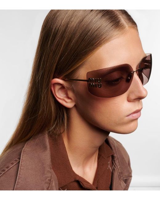 Miu Miu Pink Eckige Sonnenbrille
