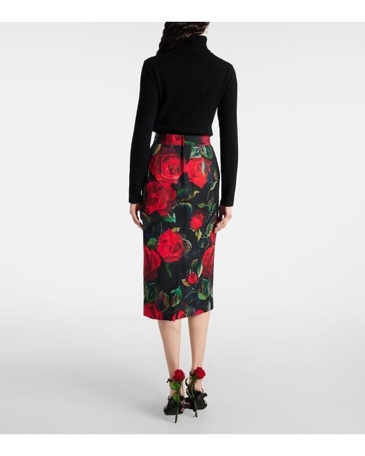 Dolce & Gabbana Red Bedruckter Bleistiftrock
