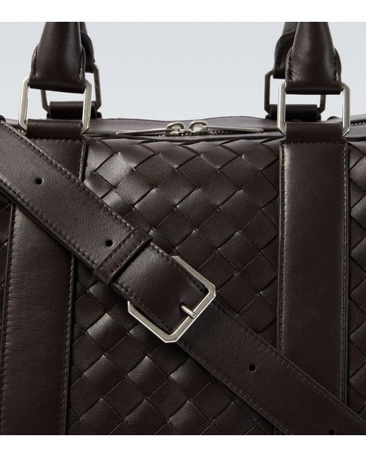Bottega Veneta Black Intrecciato Leather Duffel Bag for men