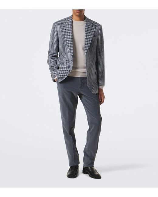 Slowear Blue Cotton And Cashmere Corduroy Slim Pants for men