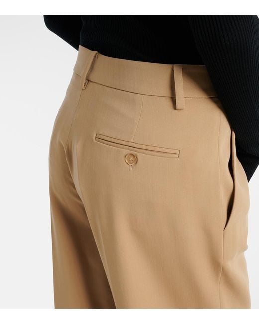 Ralph Lauren Natural Corrine Low-Rise Wool Wide-Leg Pants