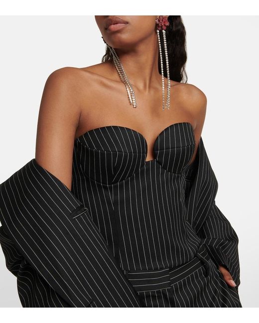 Magda Butrym Black Pinstripe Wool Bustier