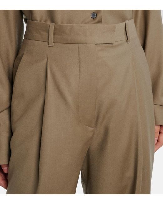 The Row Natural Sorina High-Rise Virgin Wool Pants