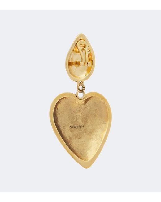 Saint Laurent Metallic Embellished Clip-On Earrings
