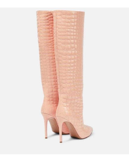 Stivali 105 in pelle stampata di Paris Texas in Pink