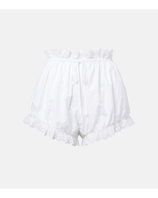 Posse White Ezra Broderie Anglaise Cotton Shorts