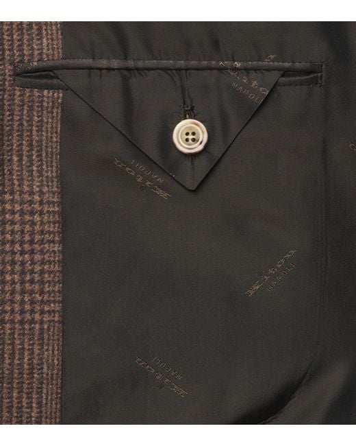 Kiton Brown Prince Of Wales Check Virgin Wool Blazer for men