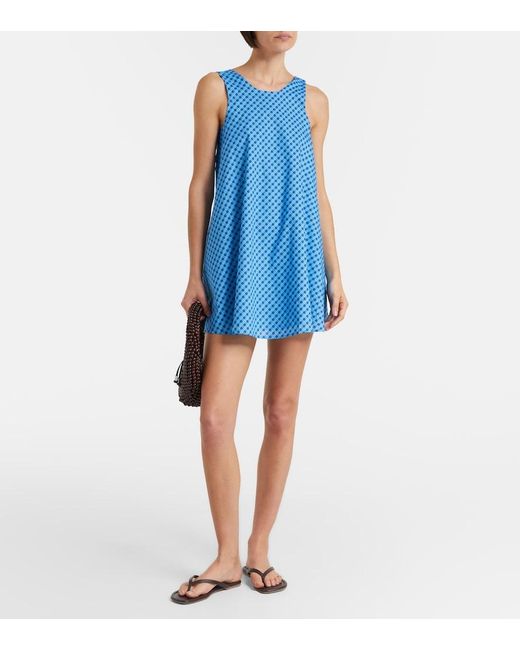 Montce Blue Betsie Plaid Cotton Minidress And Scarf Set