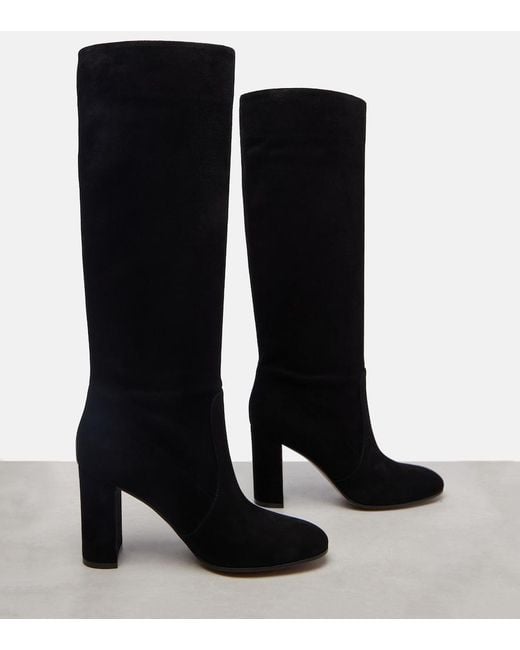 Gianvito Rossi Black Glen 85 Suede Knee-High Boots