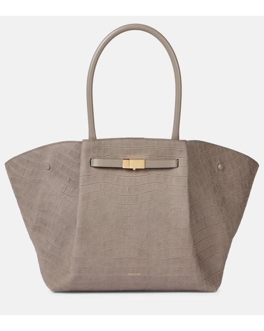 DeMellier London Gray New York Croc-Effect Leather Tote Bag