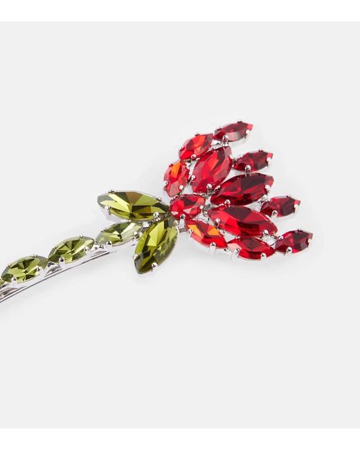 Fermacapelli Carnation Con Cristalli di Simone Rocha in Red