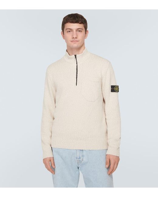 Stone Island Natural Compass Cotton And Linen Half-zip Sweater for men
