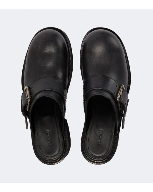 Balenciaga Black Venom Leather Mules for men