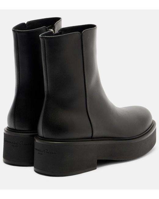 Gianvito Rossi Black Hiro Leather Ankle Boots