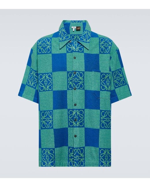 Loewe Blue Paula's Ibiza Anagram Cotton-blend Bowling Shirt for men