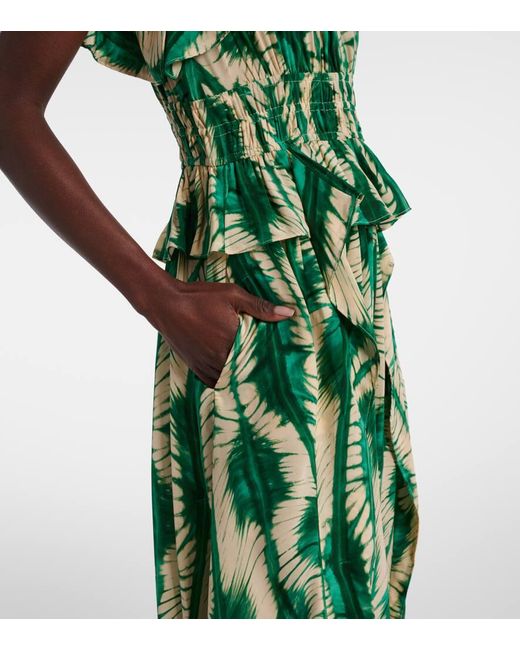 Ulla Johnson Green Brielle Silk Crepe De Chine Midi Dress