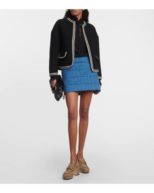 Gucci Blue Quilted Denim Miniskirt