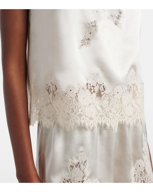 Doen White Top Viviane Aus Seide Mit Spitze