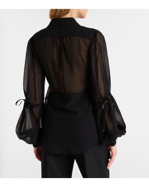 Nina Ricci Black Sheer Silk Blouse