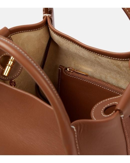 Loro Piana Brown Bale Small Leather Tote Bag