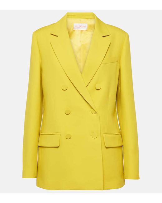 Blazer cruzado de Crepe Couture Valentino de color Yellow