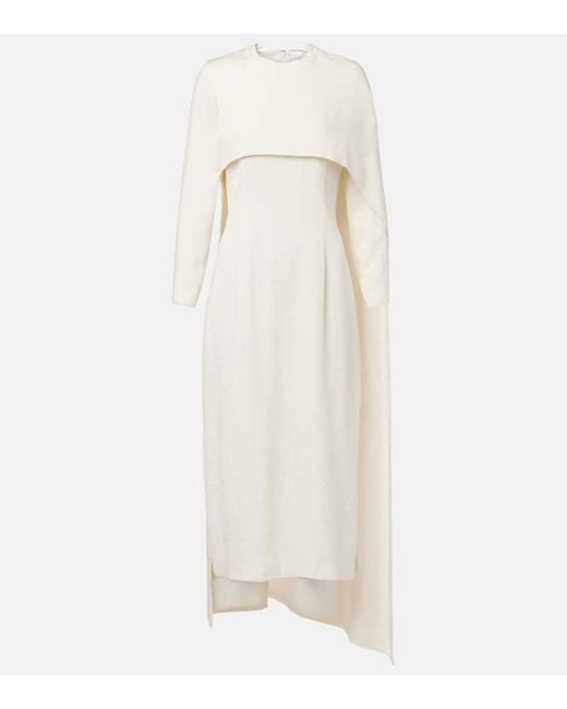 Markarian Women's White Felice Caped Jacquard Midi Dress