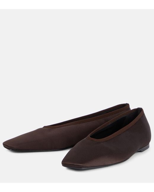 Totême Brown Satin Ballet Flats