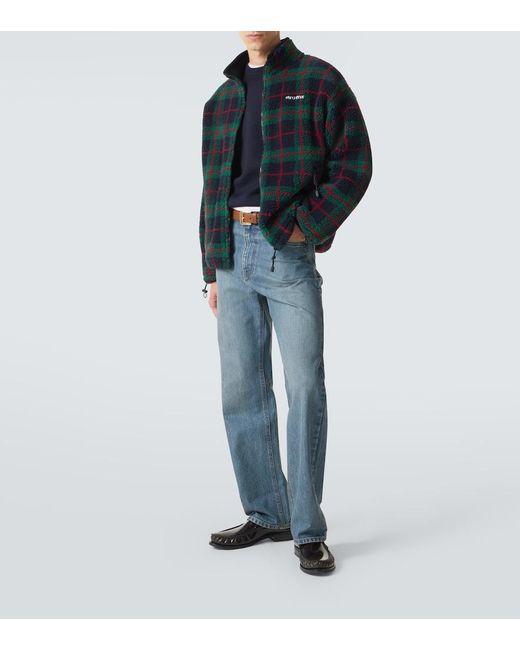 Miu Miu Green Checked Teddy Jacket for men
