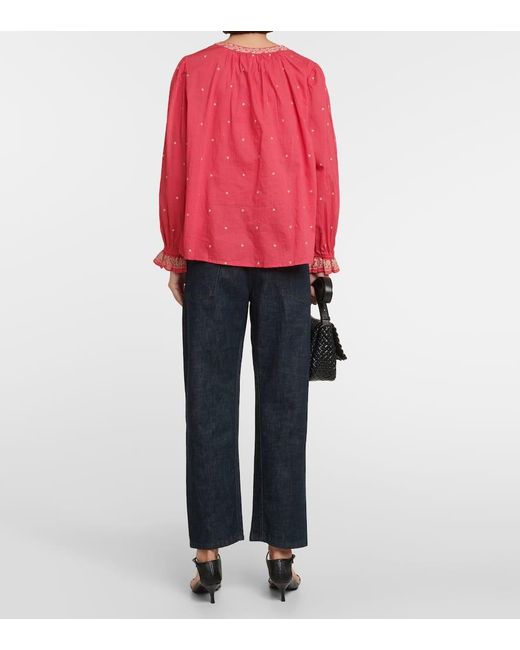 Velvet Pink Besticktes Top Ania Aus Baumwolle