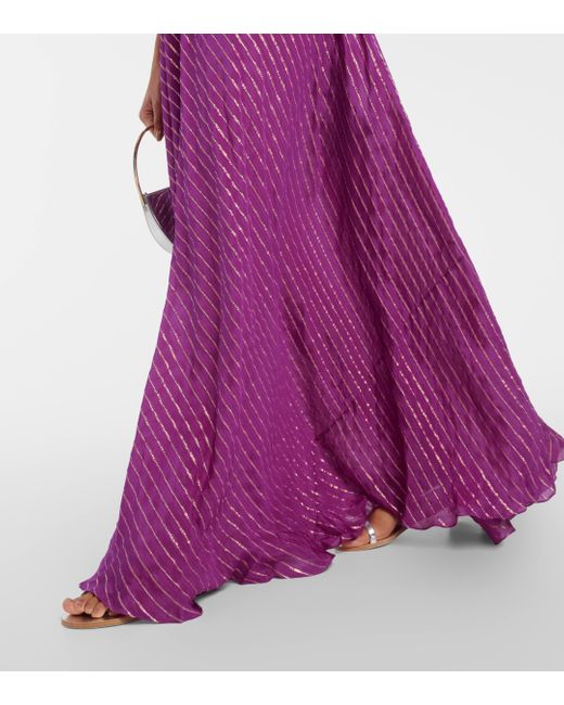 Robe longue en soie et Lurex® Johanna Ortiz en coloris Purple