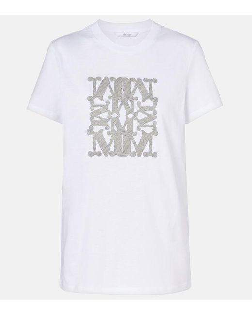 T-Shirt Bravo Imprime En Coton Max Mara en coloris White
