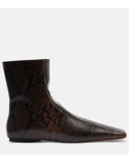 Stella McCartney Brown Snake-Effect Faux Leather Ankle Boots