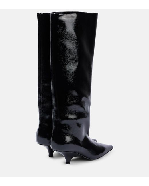 Totême Black Leather Pointed-Toe Knee-High Boots