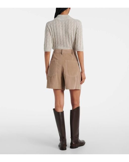 Brunello Cucinelli Natural High-Rise Cotton Corduroy Shorts