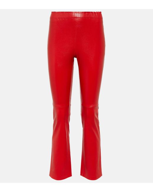Stouls Red Leather Cropped Pants