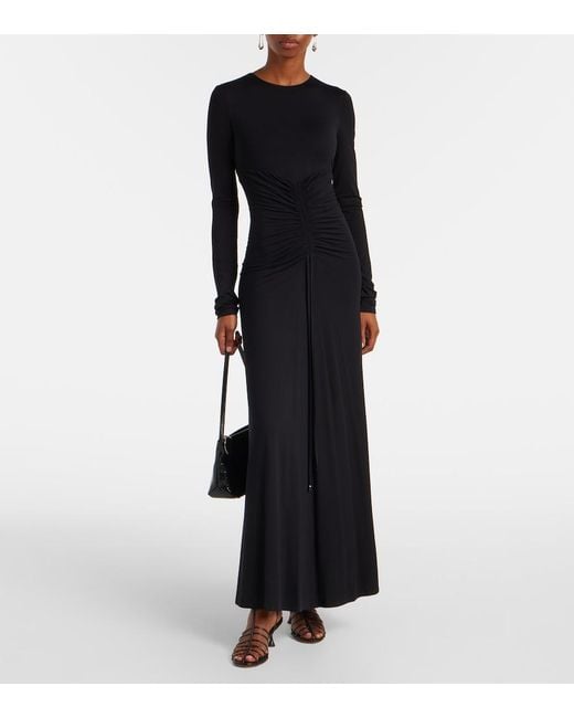 Max Mara Black Doppia Gathered Maxi Dress