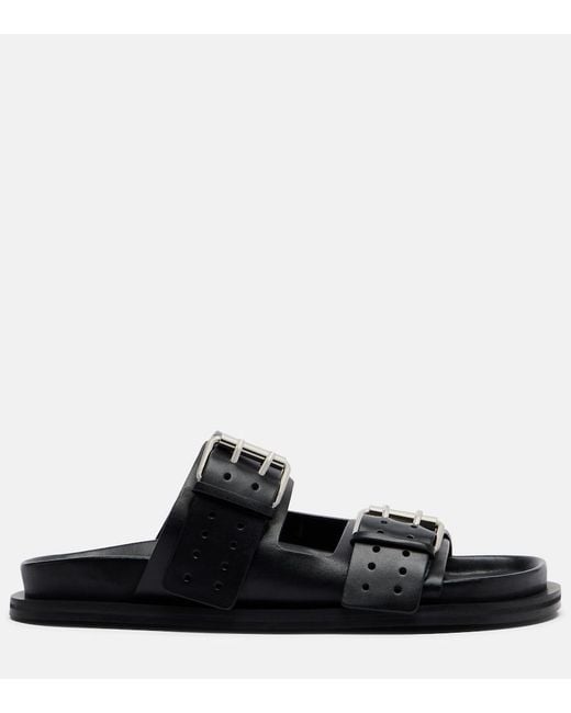 A.Emery Black Leon Leather Slides