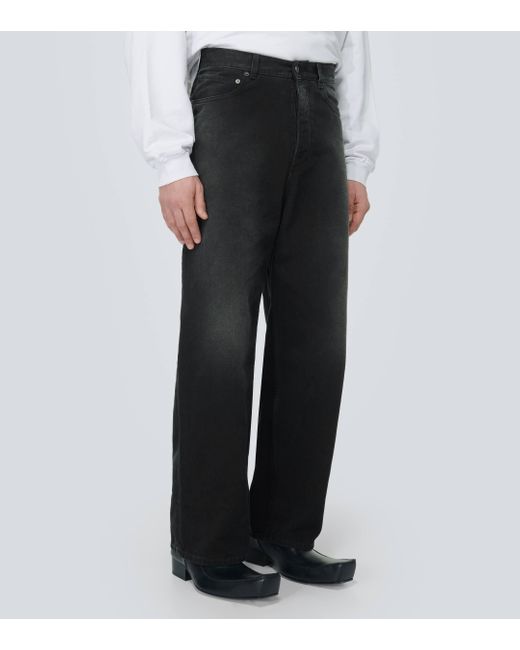 Balenciaga Black Size Sticker Wide-leg Jeans for men