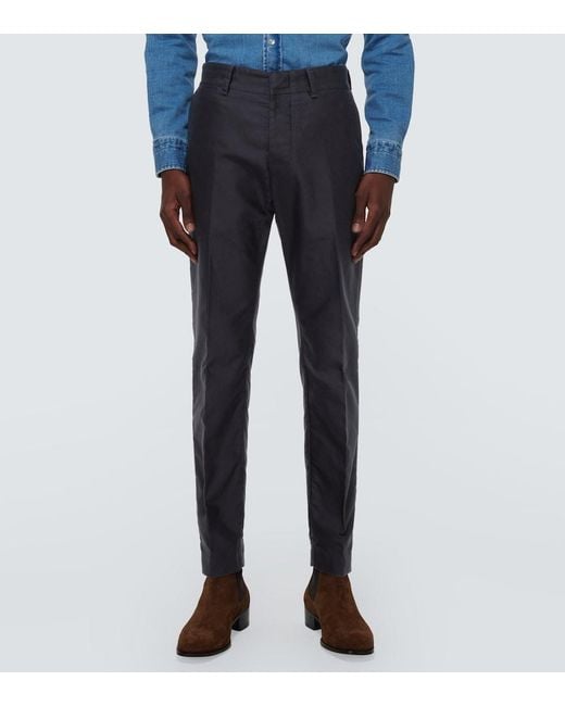 Tom Ford Blue Straight Cotton Pants for men