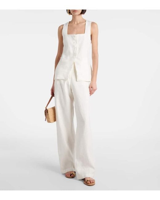 Faithfull The Brand White High-Rise Linen Wide-Leg Pants