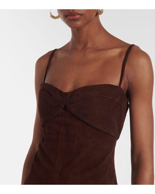 Johanna Ortiz Purple Suede Midi Dress