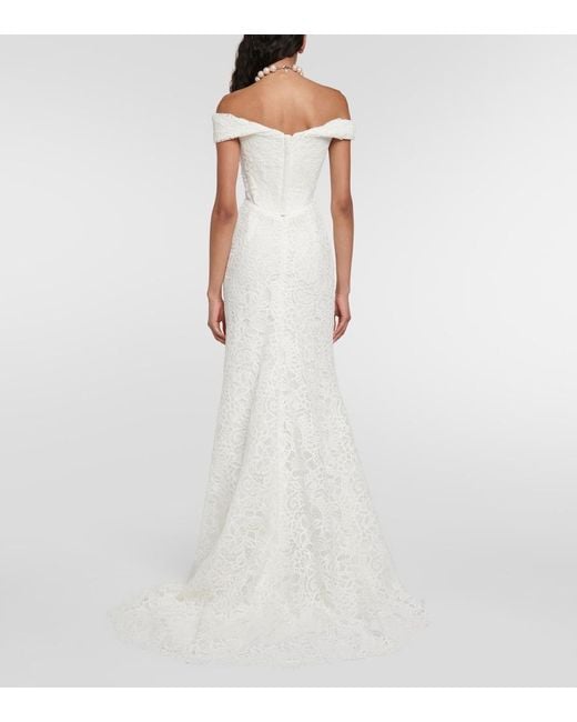 Vivienne Westwood White Bridal Nova Cora Off-Shoulder Lace Gown