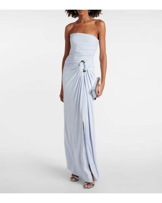 Jonathan Simkhai White Emma Draped Jersey Bustier Gown