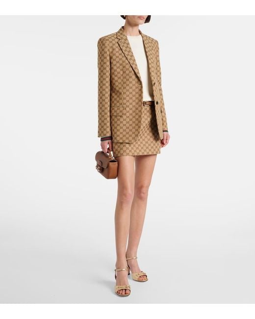 Gucci Natural Lady Horsebit Metallic Textured-Leather Sandals