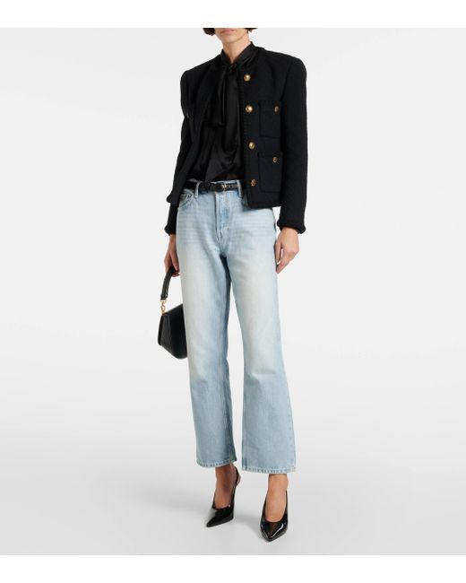 Re/done Blue Easy Straight Cropped Straight Jeans