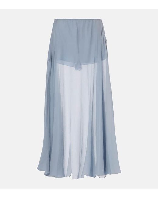 Chloé Blue Maxirock aus Seidenchiffon
