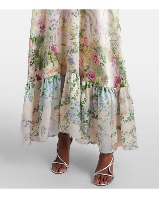 Robe Longue En Soie A Cristaux Camilla en coloris Natural