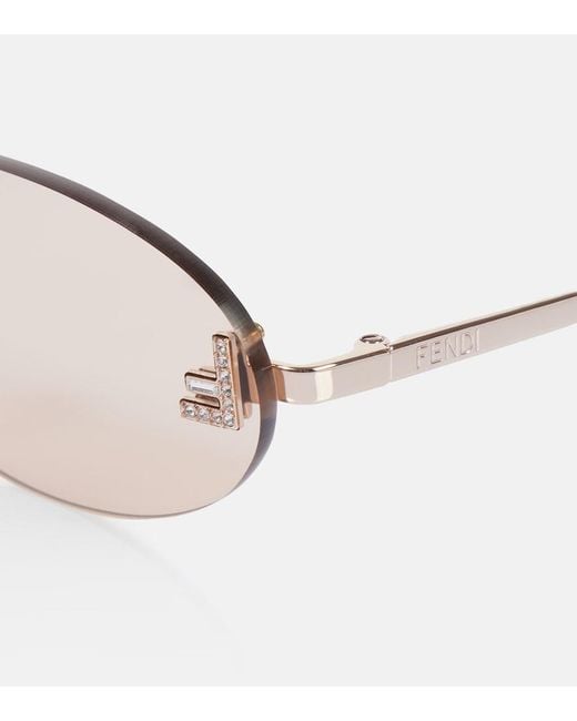 Fendi Natural First Crystal Oval Sunglasses
