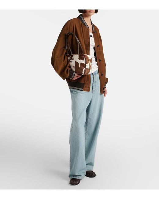 Miu Miu Brown Beau Cow-Print Calf Hair Shoulder Bag